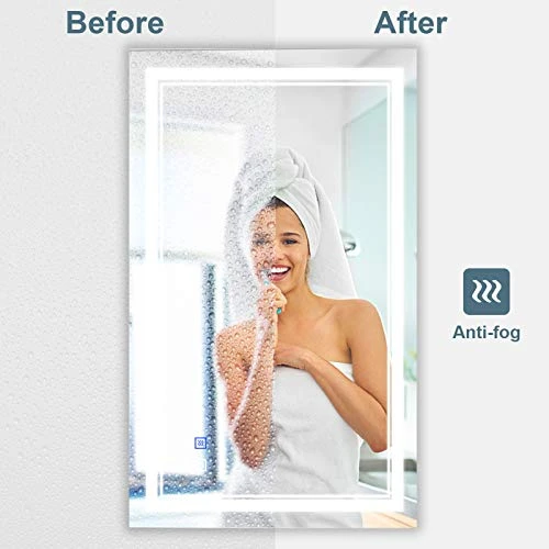 BBE 40 X 24 Inch LED Bathroom Wall-Mounted Mirror Anti-Fog Makeup Mirror With Dimmable Light And Touch Button(Horizontal/Vertical) 3 BBE 40 X 24 Inch LED Bathroom Wall-Mounted Mirror Anti-Fog Makeup Mirror With Dimmable Light And Touch Button(Horizontal/Vertical) - Image 3