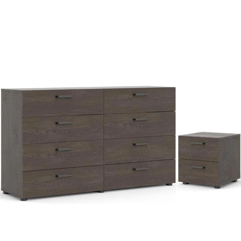 2 Piece Bedroom Set With 8 Drawer Dresser And Nightstand In Dark Chocolate 1 2 Piece Bedroom Set With 8 Drawer Dresser And Nightstand In Dark Chocolate