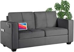 TYBOATLE Modern Living Room Sectional Sofa Sets 2 Piece, 65” W Tufted Mid-Century Loveseat Couch W/ 2 USB Charging Ports And Comfy Accent Arm Chairs For Small Space, Apartment, Office (Dark Grey) -Safavieh Furniture 412M1I5UZxL. AC