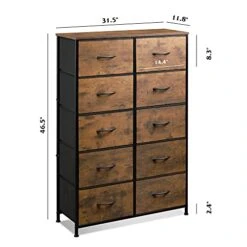 WLIVE 9 Drawer Dresser And 10 Drawer Tall Chest Organizer Set, Fabric Storage Tower For Bedroom, Nursery, Entryway, Closets, Charcoal Gray -Safavieh Furniture 412RDovQQCL