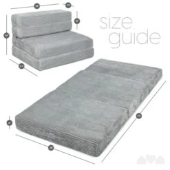 Milliard Tri Folding Sofa Mattress, 2022 Edition, Memory Foam Foldable Mattress With Ultra Soft & Washable Ribbed Fur Cover, Twin Size (75" X 38" X 6") -Safavieh Furniture 412VGzL1eNL