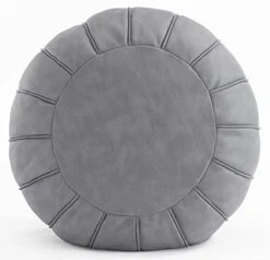 C COMFORTLAND Unstuffed Faux Suede Ottoman Pouf, Round Foot Rest Poof Ottomans, Floor Foot Stool Poufs, Bean Bag Chair Cover With Storage For Living Room, Bedroom, Or Wedding Gifts Grey