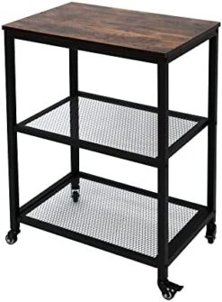 AZL1 Life Concept Rack Utility Microwave Oven Stand Workstation Shelf, 23.7inch Movable 3 Tier Kitchen Cart,Light Walnut -Safavieh Furniture 412Z0BMdajL. AC