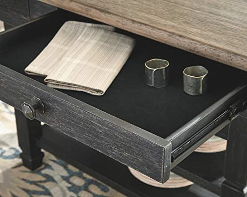 Signature Design By Ashley Tyler Creek Farmhouse Dining Table With Drawers, Seats Up To 6, Almost Black & Tyler Creek Modern Farmhouse Upholstered Dining Room Bench, Antique Black Finish 3 Signature Design By Ashley Tyler Creek Farmhouse Dining Table With Drawers, Seats Up To 6, Almost Black & Tyler Creek Modern Farmhouse Upholstered Dining Room Bench, Antique Black Finish - Image 3