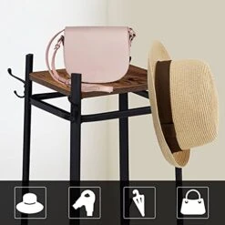 Kinsuite Coat Rack Stand Multifunctional Industrial Hat Tree With 3 Shelves And Hooks, Free Standing For Clothes, Headgear, Bag, Rustic Brown -Safavieh Furniture 412i3YfV6NS