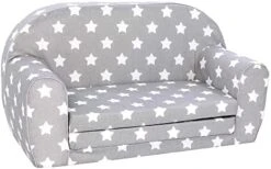 Delsit Toddler Couch & Kids Sofa - European Made Children's 2 In 1 Flip Open Foam Double Sofa - Kids Folding Sofa, Toddler Sofa Bed - Comfy Fold Out Lounge (Gray With Clouds) -Safavieh Furniture 412loRizIL. AC
