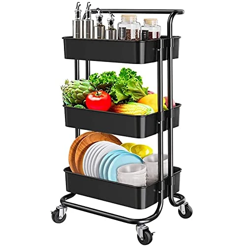 3-Tier Rolling Carts With Wheels Storage Cart Makeup Cart With Roller Wheels Mobile Storage Organizer For Kitchen, Bathroom, Office, Coffee Bar 2 3-Tier Rolling Carts With Wheels Storage Cart Makeup Cart With Roller Wheels Mobile Storage Organizer For Kitchen, Bathroom, Office, Coffee Bar - Image 2