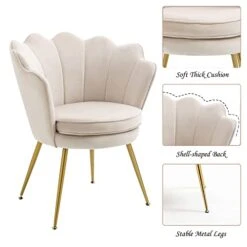 ZJhome Modern Accent Velvet Chairs Set Of 2 Comfy Upholstered Vanity Chairs For Bedroom Shell-Shaped Armchair Dining Chairs With Golden Metal Legs Desk Chair Makeup Chairs For Living Room(Beige) 15 ZJhome Modern Accent Velvet Chairs Set Of 2 Comfy Upholstered Vanity Chairs For Bedroom Shell-Shaped Armchair Dining Chairs With Golden Metal Legs Desk Chair Makeup Chairs For Living Room(Beige) -Safavieh Furniture 413Diq1DsUL