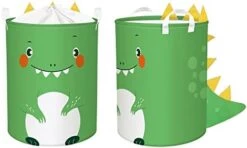 Clastyle 45L Cute 3D Dinosaur Waterproof Laundry Hamper Collapsible Green Children Laundry Baskets With Drawstring For Nursery, 14.2 * 17.7 In -Safavieh Furniture 413G8g0zdL. AC
