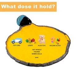 AUSDU Toy Storage Organizer With Play Mat For Kids, Outdoor & Indoor Toy Quick Chest & Storage Bag, Large Collapsible Drawstring Canvas Bins Toy Storage Box With Lids (Updated Blue)