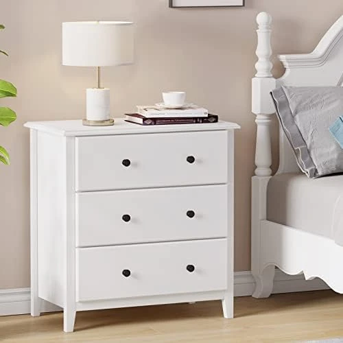3 Drawer Dresser, 27.5''W Wood Dresser Chest With Wide Storage Space, Storage Tower Clothes Organizer, Large Storage Cabinet For Bedroom, Living Room (Modern White) 6 3 Drawer Dresser, 27.5''W Wood Dresser Chest With Wide Storage Space, Storage Tower Clothes Organizer, Large Storage Cabinet For Bedroom, Living Room (Modern White) - Image 6
