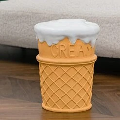 QQXX Simulated Food Footrest Stool, Resin Cartoon Garden Ottoman Foot Stool, Lightweight Creative Modern Accent Stool For Home Dining Room Decor (30x37cm(11.8x14.6), Ice Cream)