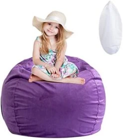 Stuffed Animal Storage Bean Bag Chair, Soft Velvet BeanBag Cover Only With Inner Liner For Organizing Plush Toys, Beans - Update The Old Beanbag Into A New Bean Bag Seat For Kids - 38" Extra Large -Safavieh Furniture 413TJd7FDcL. AC