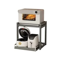 LUCBEI Microwave Oven Rack Aluminum Alloy Pull-Out Pot Storage Rack, Kitchen Tabletop, Multifunctional Rice Cooker, Microwave Oven Storage Rack Kitchen Storage Rack (Color : Brass, Size : 45cm)