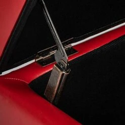 Homebeez Faux Leather Storage Ottoman Bench, Tufted Foot Rest Stool With Lift-Top & Nailhead Trim (Red/Large) -Safavieh Furniture 413ZQmciVTL