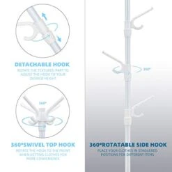 Tangkula Coat Rack Freestanding, Entryway Coat Tree With Detachable Hooks & Foldable Legs, Adjustable Standing Coat Rack For Clothes/Hats/Bags, Coat Stand Coat Hanger (White) -Safavieh Furniture 413acKDqF5L