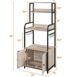 Topeakmart Kitchen Baker's Rack With Storage Shelves, 4-Tier Microwave Stand With 8 Hooks And Cabinet, 59'' Height Kitchen Shelves For Spices Pots And Pans, Utility Coffee Station With Storage Shelves -Safavieh Furniture 413bhBILdFL