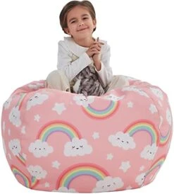 Nobildonna Stuffed Animal Storage Bean Bag Chair Cover Only For Kids Girls Toddler, Large Beanbag Chair Without Filling For Organizing Children Soft Plush Toys -Safavieh Furniture 413e0poZtDL. AC