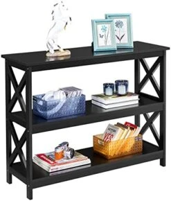Yaheetech 3-Tier Console Table With 3 Storage Shelves, Entryway Table Sofa Side Narrow Long Table Bookshelf For Hallway Living Room, Accent Furniture, White -Safavieh Furniture 413lHEqrvIL. AC