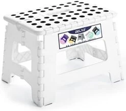 Delxo 9” Folding Step Stool In White,1 Pack Premium Heavy Duty Foldable Stool For Kids,Portable Collapsible Plastic Step Stool,Non Slip Folding Stools For Kitchen Bathroom Bedroom -Safavieh Furniture 413xCsP6EhS. AC