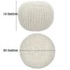 COTTON CRAFT - Hand Knitted Cable Style Dori Pouf - Ivory - Floor Ottoman - Cotton Braid Cord - Handmade & Hand Stitched - Truly One Of A Kind Seating - 20 Dia X 14 High