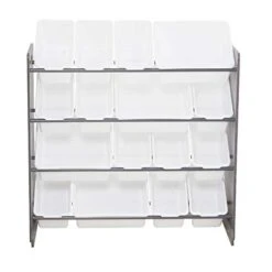 MengK Wooden Kids' Toy Storage Organizer With 16 Plastic Bins,X-Large, Gray/White 10 MengK Wooden Kids' Toy Storage Organizer With 16 Plastic Bins,X-Large, Gray/White -Safavieh Furniture 413yzTwwoLL
