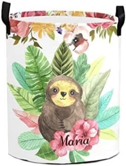 Rose Floral Elephant Personalized Laundry Hamper ,Custom Name Collapsible Waterproof Laundry Basket Storage Bins With Handle For Clothes,Toy,Nursery -Safavieh Furniture 4141EVKEPML. AC