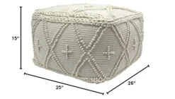 Christopher Knight Home Nina Large Square Casual Pouf, Boho, White Wool And Cotton -Safavieh Furniture 4145fnM5Z1L