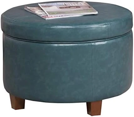 HomePop Round Leatherette Storage Ottoman With Lid, Chocolate Brown Large 13 HomePop Round Leatherette Storage Ottoman With Lid, Chocolate Brown Large - Image 13