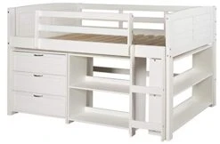 Donco Kids Louver Panel Twin Modular Low Loft Bed In White Finish - Combo Set B