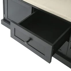 JIVOIT 3-in-1 Design Hall Tree With 3 Hooks, 70.9'' H Wooden Coat Hanger With 2-Drawers/2-Doors/3-Open Cubbies, Entryway Bench, Storage Bench, Entrance Hallway Living Room (Black-05) -Safavieh Furniture 414JGo7sQ4L