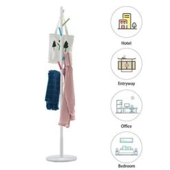 Vicllax Coat Rack Stand 8 Hooks Wood Clothes Rack Stand Hanger Free Standing Hall Tree (Colorful) -Safavieh Furniture 414LhDQGTJL
