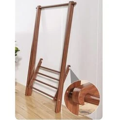 KARMIO Free Standing Coat Stand Hanging Rail With Shelf Wooden Foldable Hall Tree For Entryway And Hallway Easy Assembly (Color : Brown, Size : 60 * 46 * 150cm) -Safavieh Furniture 414V9rkY1NL
