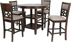New Classic Furniture Mitchell 5-Piece Counter Set With 1 Table And 4 Chairs, Brown Cherry 7 New Classic Furniture Mitchell 5-Piece Counter Set With 1 Table And 4 Chairs, Brown Cherry -Safavieh Furniture 414aEKRGZML