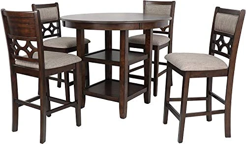 New Classic Furniture Mitchell 5-Piece Counter Set With 1 Table And 4 Chairs, Brown Cherry 3 New Classic Furniture Mitchell 5-Piece Counter Set With 1 Table And 4 Chairs, Brown Cherry - Image 3