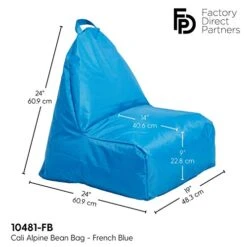 Factory Direct Partners 10481-FB Cali Alpine Sack Bean Bag Chair, Dirt-Resistant Coated Oxford Fabric - French Blue