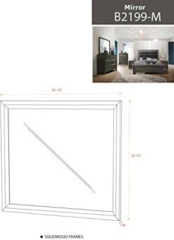 – 6-Piece Gray Wood With Faux Leather Headboard Queen Bedroom Set. Bed, Dresser, Mirror, Chest, 2 Night Stands -Safavieh Furniture 414k17QCT2L