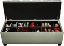 MJL Furniture Designs Sole Secret Tufted Ottoman, Bedroom Entryway Bench With Shoe Storage Slots, Stores Up To 36 Pairs, Large, Balboa Sand -Safavieh Furniture 414oA GrTxL. AC