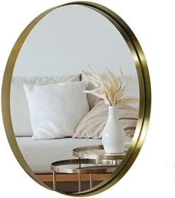 Wallcharmers 20” Round Gold Bathroom Mirror | Large Wall Mounted Decorative Vanity Mirror -Safavieh Furniture 414pIWgXsvL. AC 2
