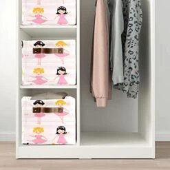 Pink Striped Dancer Girls Personalized Large Storage Box For Toy,Bathroom,Nursery,Home Kitchen Shelves,Custom Closet Decorative Storage Bins 1 Pack -Safavieh Furniture 414q5ANkMQL