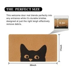 UINI Door Mat Outdoor Indoor Welcome Mats, Cute Cat Front Doormat, Non Slip Durable Entrance Rugs For Front Door, Inside Outside Entry, Porch, Resist Dirt, 17" X 30", Easy To Clean -Safavieh Furniture 414qmm3xvJL