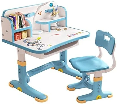 Worparsen Kids Functional Desk And Chair Set, Widened Desktop Cartoon Pattern Adjustable Height Study Table With Drawer Chair Set.Storage Drawer For Boys Girls (Blue) Blue 7 Worparsen Kids Functional Desk And Chair Set, Widened Desktop Cartoon Pattern Adjustable Height Study Table With Drawer Chair Set.Storage Drawer For Boys Girls (Blue) Blue - Image 7