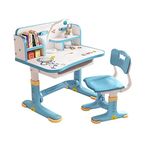 Worparsen Kids Functional Desk And Chair Set, Widened Desktop Cartoon Pattern Adjustable Height Study Table With Drawer Chair Set.Storage Drawer For Boys Girls (Blue) Blue 1 Worparsen Kids Functional Desk And Chair Set, Widened Desktop Cartoon Pattern Adjustable Height Study Table With Drawer Chair Set.Storage Drawer For Boys Girls (Blue) Blue