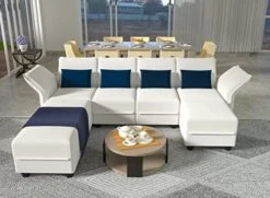 LLappuil Oversized Modular Sofa U Shape Sectional Sofa Set With Storage, Large Corner Sleeper Couch With Reversible Chaise, Faux Leather Fabric Waterproof Sofa, Dark Grey -Safavieh Furniture 414xfdI5HSL. AC 1