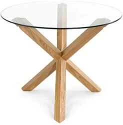 POLY & BARK Kennedy 37.4" Round Dining Table, Natural -Safavieh Furniture 4158Zz773PL. AC