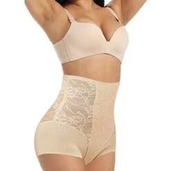 MatureGirl Women's Pants High Lace Hip Postpartum Pants Abdominal Waist Shape Shapeware Bra Girdle (Beige, XXL)