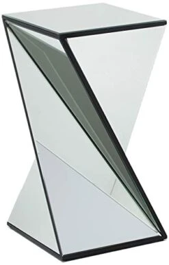Christopher Knight Home Amiel Geometrical Mirrored Side Table, Clear, 13.75 In X 13.75 In X 25.6 In