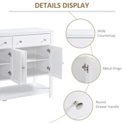 HOMCOM 47" Coffee Bar Cabinet, Sideboard Buffet Cabinet, Accent Kitchen Cabinet With Adjustable Shelves And Drawers For Living Room, White 10 HOMCOM 47" Coffee Bar Cabinet, Sideboard Buffet Cabinet, Accent Kitchen Cabinet With Adjustable Shelves And Drawers For Living Room, White -Safavieh Furniture 415CGqLH6rL