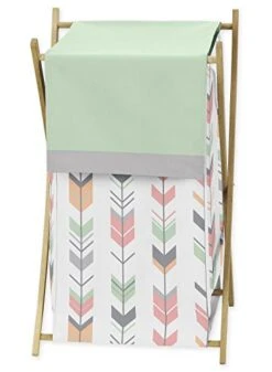 Sweet Jojo Designs Baby/Kids Clothes Laundry Hamper For Grey, Coral And Mint Woodland Arrow Girl Bedding Sets