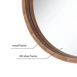 SIERSOE Round Wood Mirror 24 Inch, Wall Framed Bathroom Mirror For Vanity Farmhouse Rustic Mirror -Safavieh Furniture 415IWuniz5L